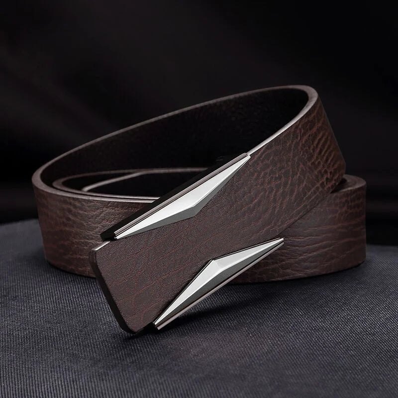 Ceinture design épuré en cuir véritable pour Homme
