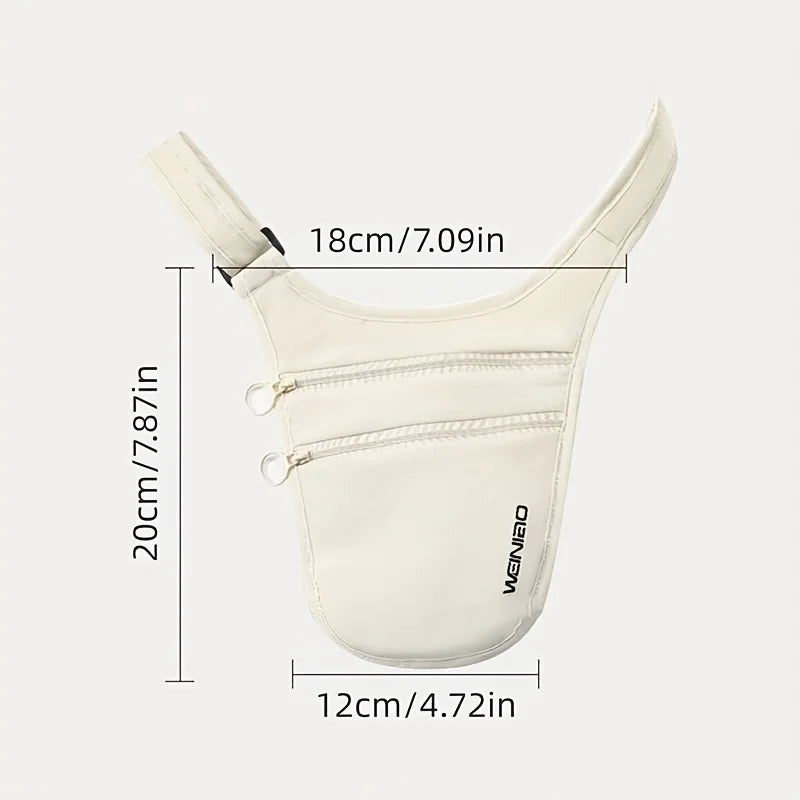 Mini Sac Bandoulière Antivol avec Sangle de Taille & 2 Poches Zippées – Pochette de Voyage pour Essentiels