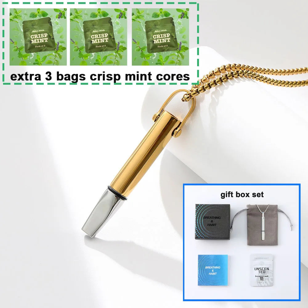 Collier Inhalateur d'Arômes Portable pour Arrêter de Fumer – Diffuseur Personnel Sans Batterie & Sans Vapeur + 3 Recharges OFFERTES