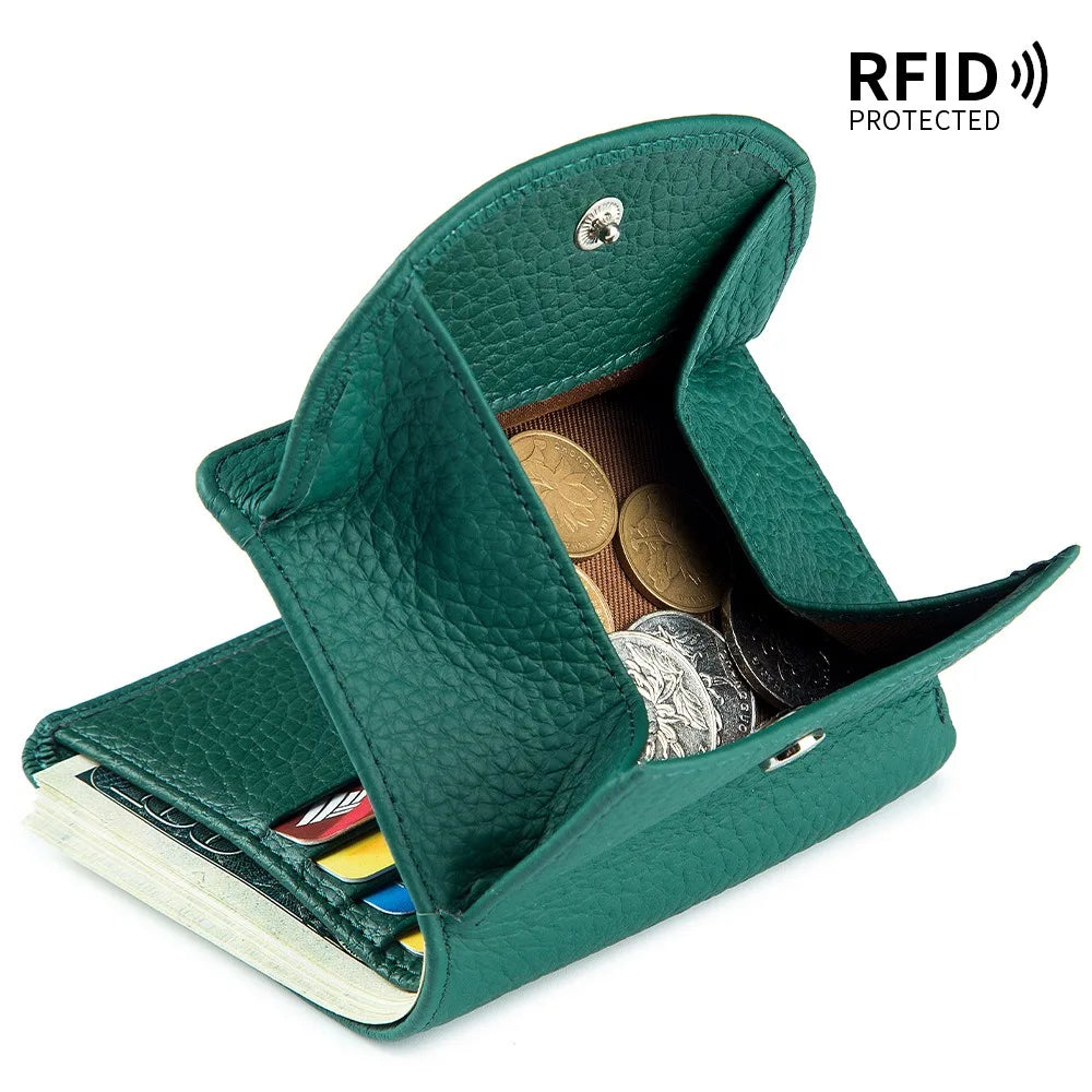 Portefeuille Mini RFID en Cuir Véritable pour Femmes — Ultra-fin, Pratique et Élégant