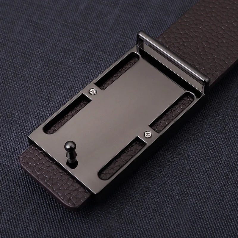 Ceinture design épuré en cuir véritable pour Homme