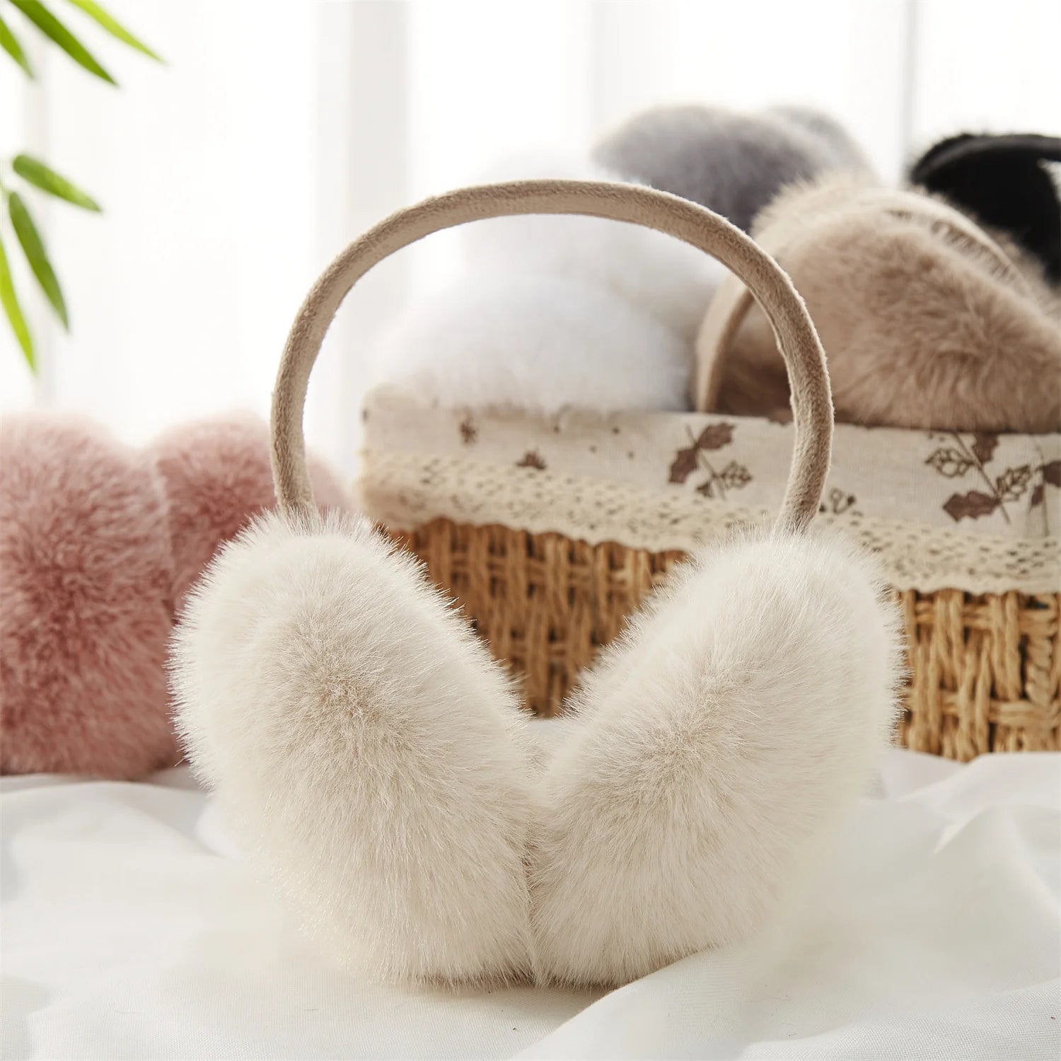Cache-oreilles XL en fausses fourrure de lapin
