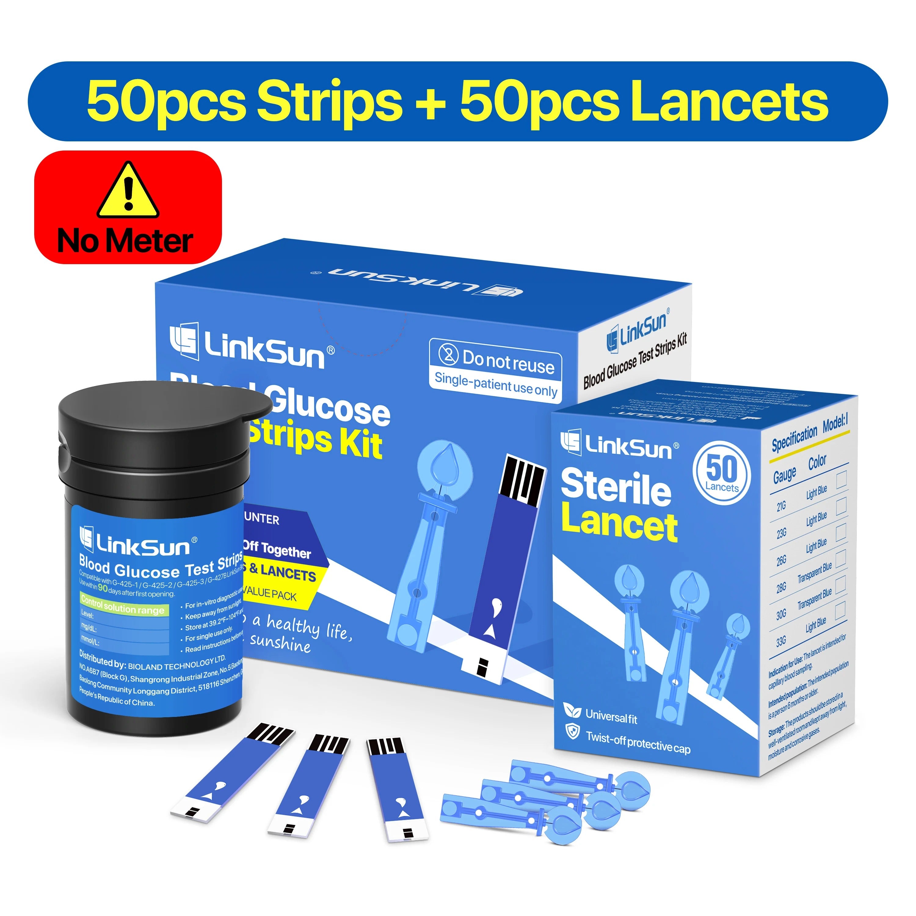 Kit Glycémie LinkSun avec 100 Bandelettes