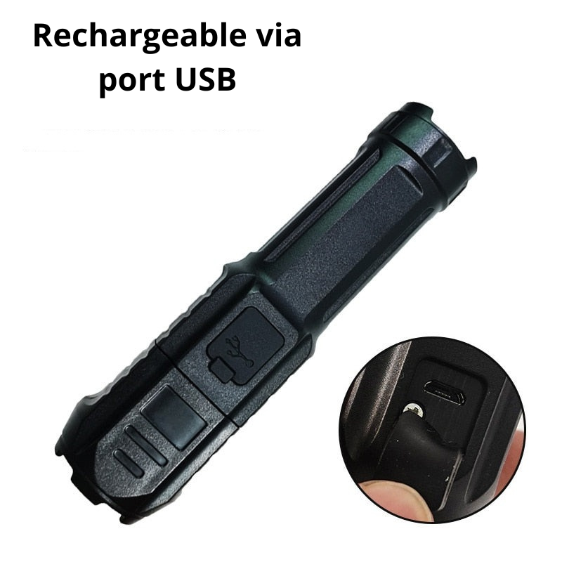 Lampe de poche puissante rechargeable USB