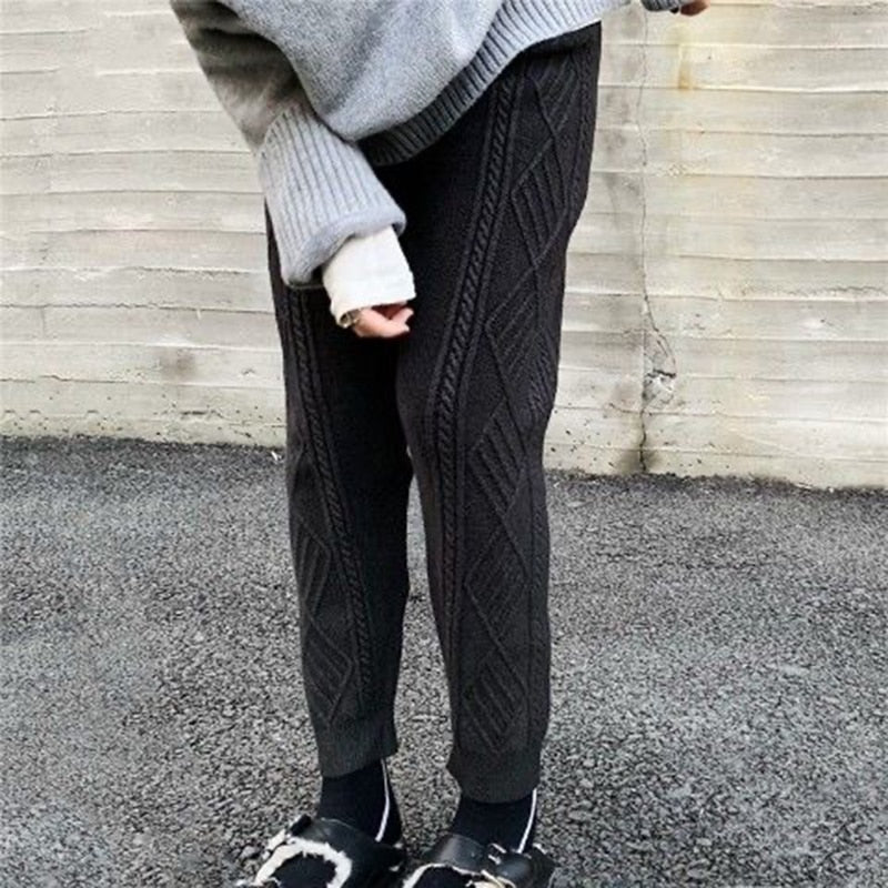 Pantalon décontracté en laine tricoté