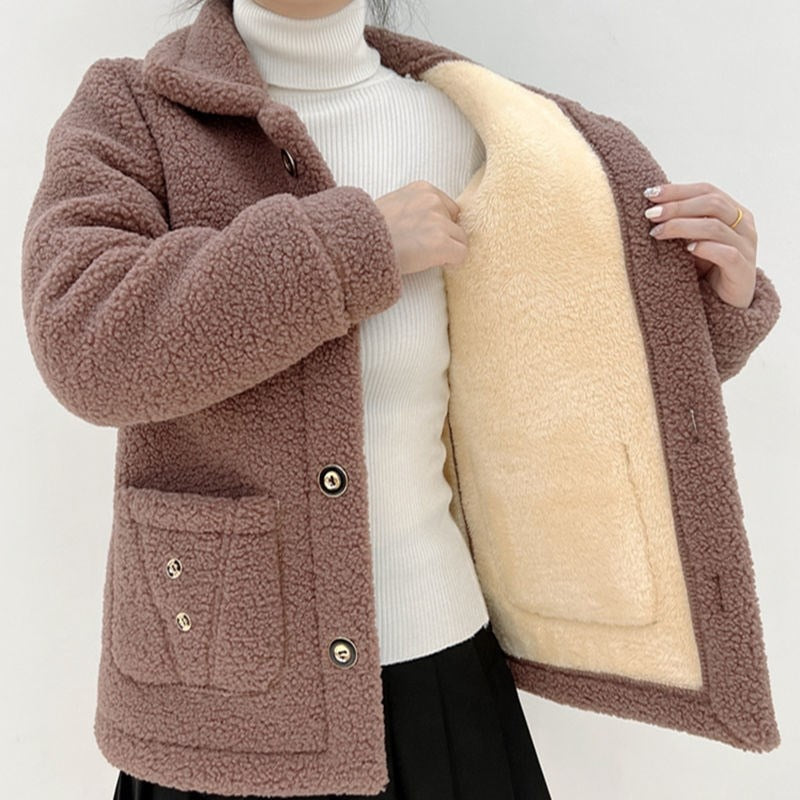 Manteau femme en laine polaire épaisse