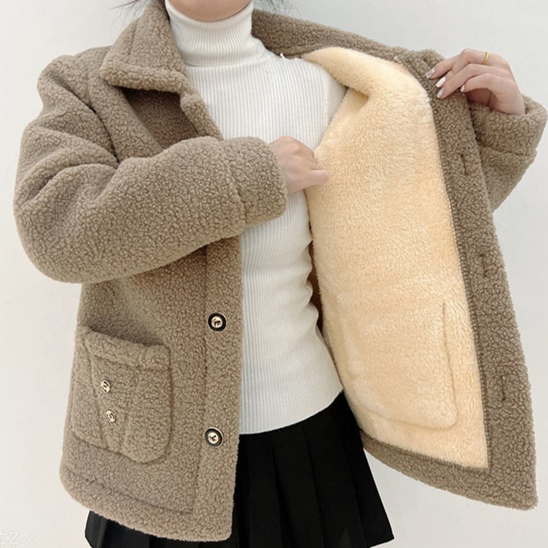 Manteau femme en laine polaire épaisse