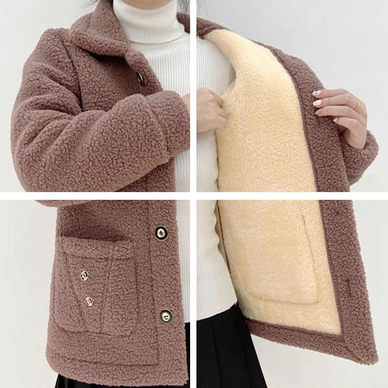 Manteau femme en laine polaire épaisse
