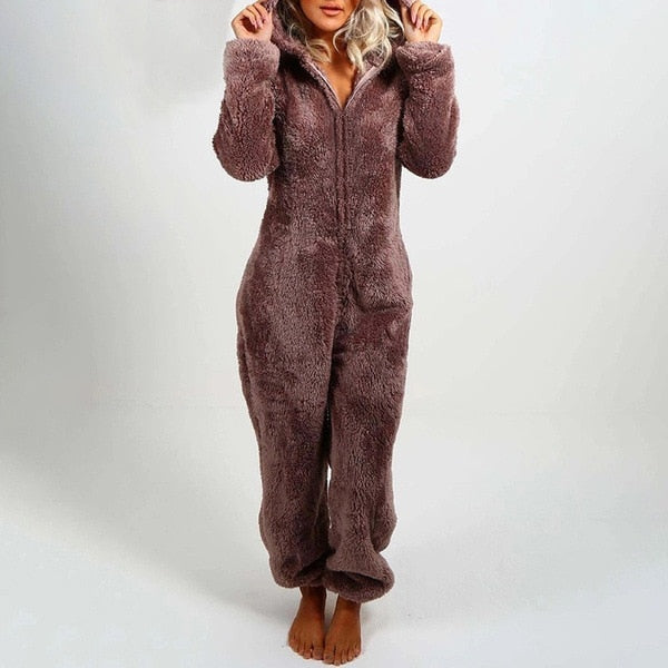 Pyjama combinaison polaire, moelleux & chaud - Femme