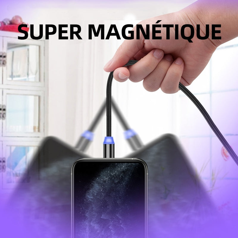 Câble de chargement magnétique 3 en 1 - Tressé