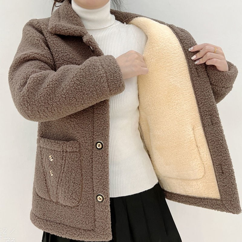 Manteau femme en laine polaire épaisse