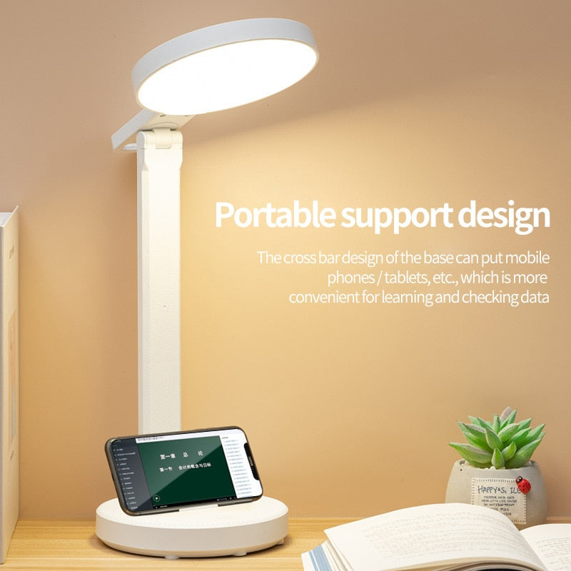 Lampe de bureau LED sans-fil - Support smartphone intégré