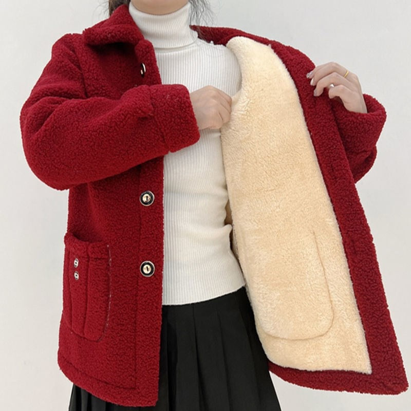 Manteau femme en laine polaire épaisse